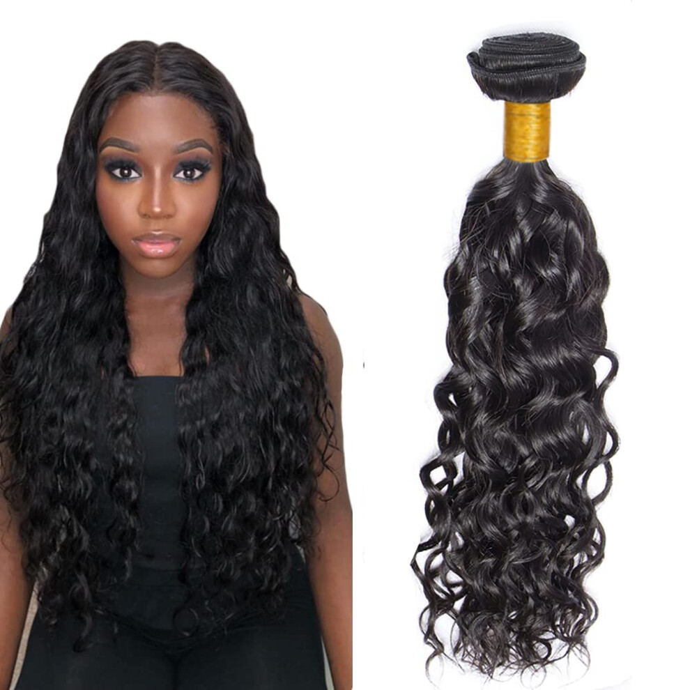Unisex Black 10 Inch Water Wave Human Hair Bundles Brazilian Virgin Hair Extensions Natural Tangle