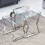 (Silver Leg+Clear Glass) Nested Coffee Table Set of 2, Stackable Side Tables 1