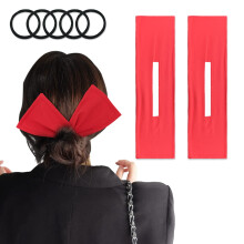 Hair Bun Maker Set, 2Pcs Hair Deft Bun Tool with Elastic Bands for Easy DIY Twist Styling, Red