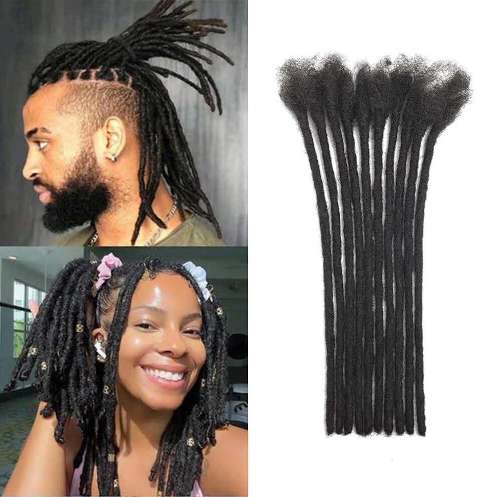 Unisex 6 Inch 0.8Cm Handmade Human Hair Dreadlock Extensions 40 Strands Bleach And Dye Safe For Men And Women