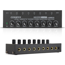 High-Fidelity 8-Channel Headphone Amplifier – Ultra-Compact Stereo Headphone Amp with Built-in Equalizer & 8 Output