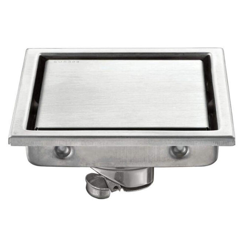 304 Stainless Steel Floor Drain Square Shower Strainer With Antiodor Deep Seal And Hair Catcher 110X110mm Grey 9044945167115