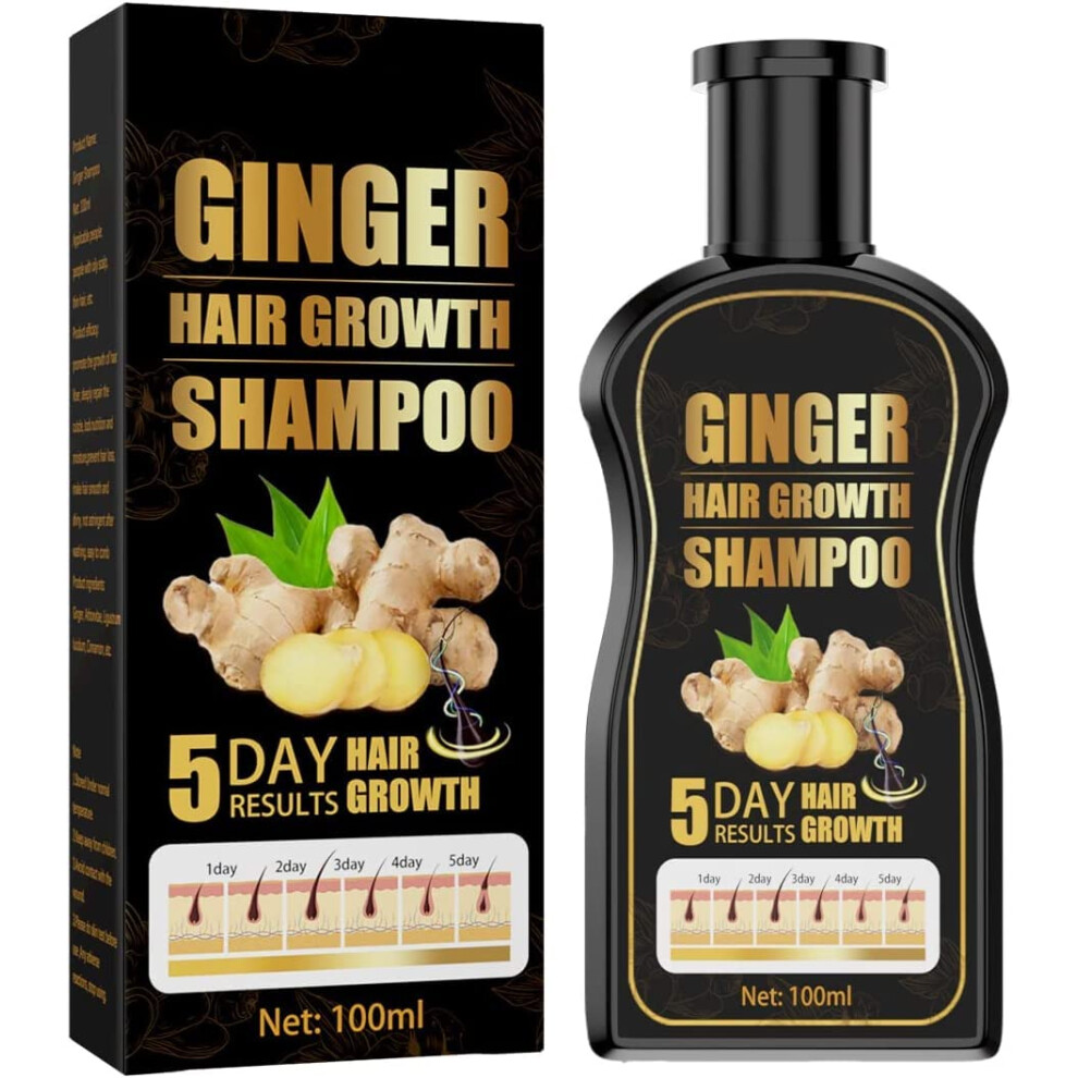 Ginger Hair Growth Shampoo Set, Organic Anti Hair Loss Formula Boosts Volume and Shine (5pcs)