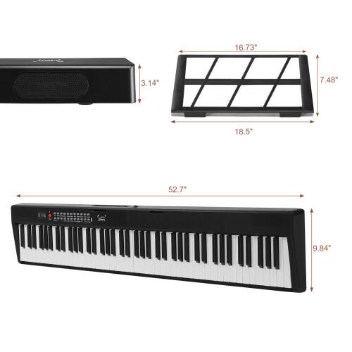 88-Key Digital Piano Folding Semi-Weighted Keyboard MIDI Bluetooth 2