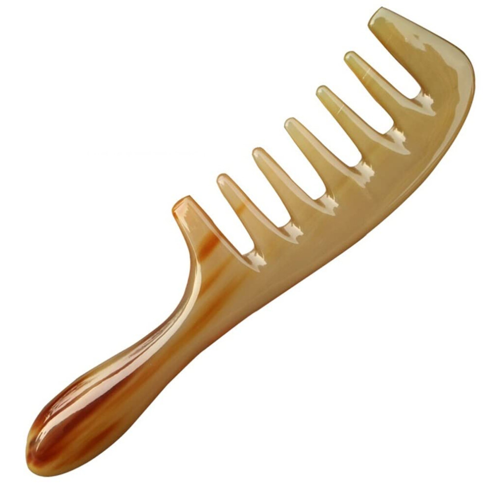 Unisex Wide Tooth Horn Hair Comb 20Cm Anti Static Handmade Detangling Comb For Curly Hair