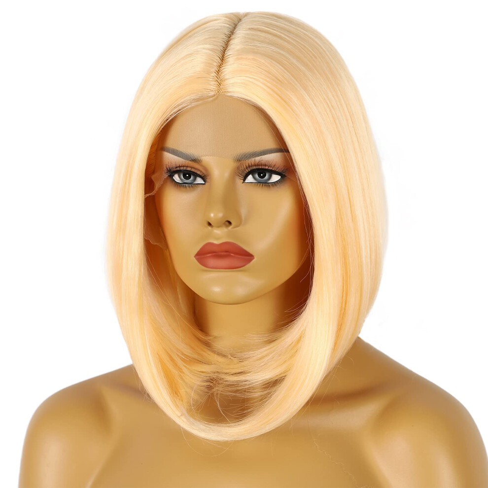 Unisex Orange,Black Orange Bob Lace Front Wig Heat Resistant Synthetic Middle Part Shoulder Length For Black Women