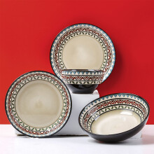 Stoneware Dinnerware Set 16 Piece for 4, Dishwasher Microwave Safe Plates and Bowls for Dining