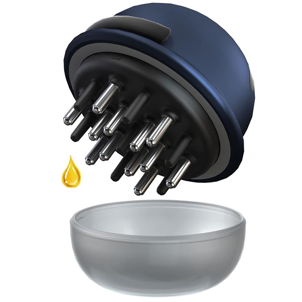 Unisex Blue Scalp Applicator Comb For Hair Growth Oil, Refillable 30Ml Bottle, Gentle Scalp Massage, Dark