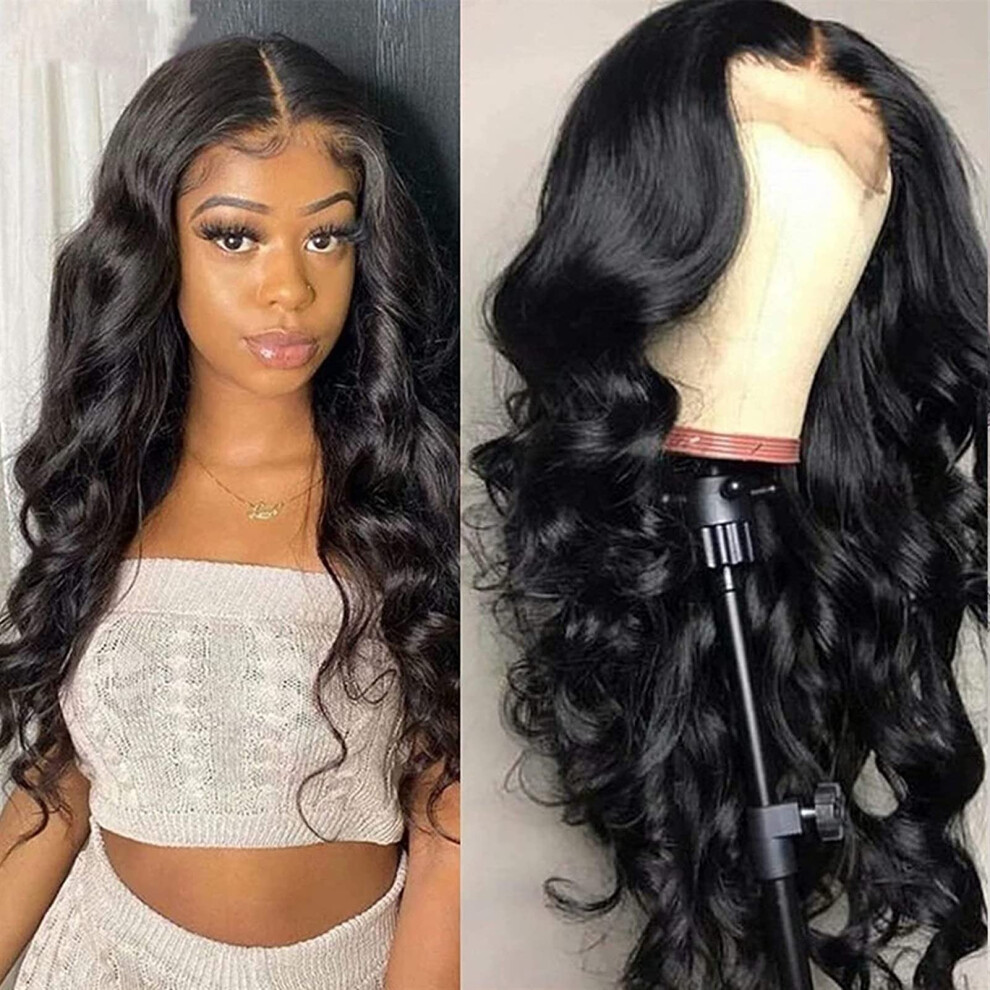 Unisex Black Hd Transparent Lace Front Wig Natural Hairline Body Wave Brazilian Remy Human Hair Glueless Fit