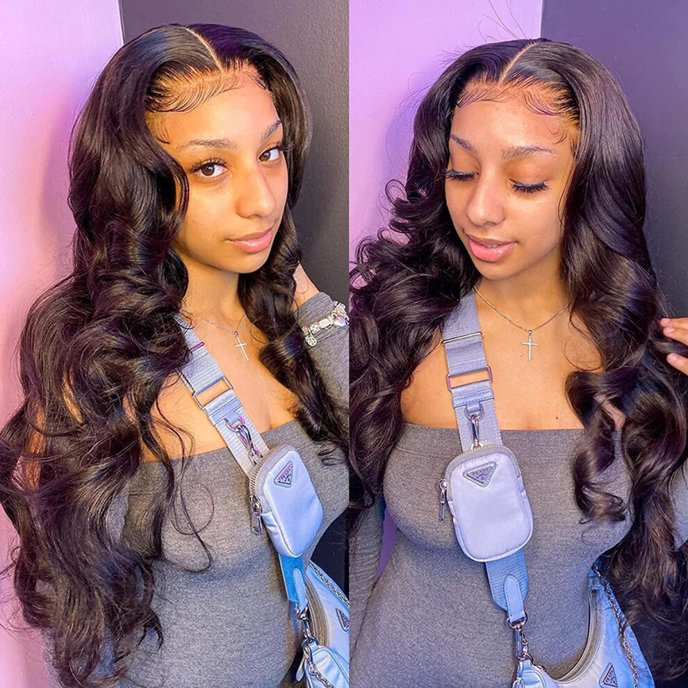 Unisex Light/Brown 13X4 Glueless Body Wave Lace Front Wig Brazilian Virgin Human Hair 34Inch Pre Plucked Natural Hairline