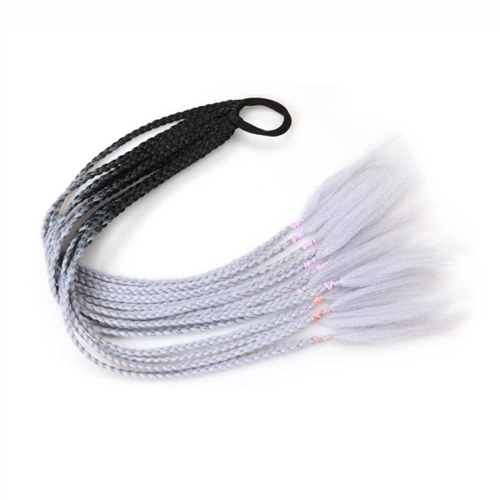 Unisex Braided Ponytail Extension 12Pcs Tangleresistant Synthetic Hairpiece For Women With Colorful Bands