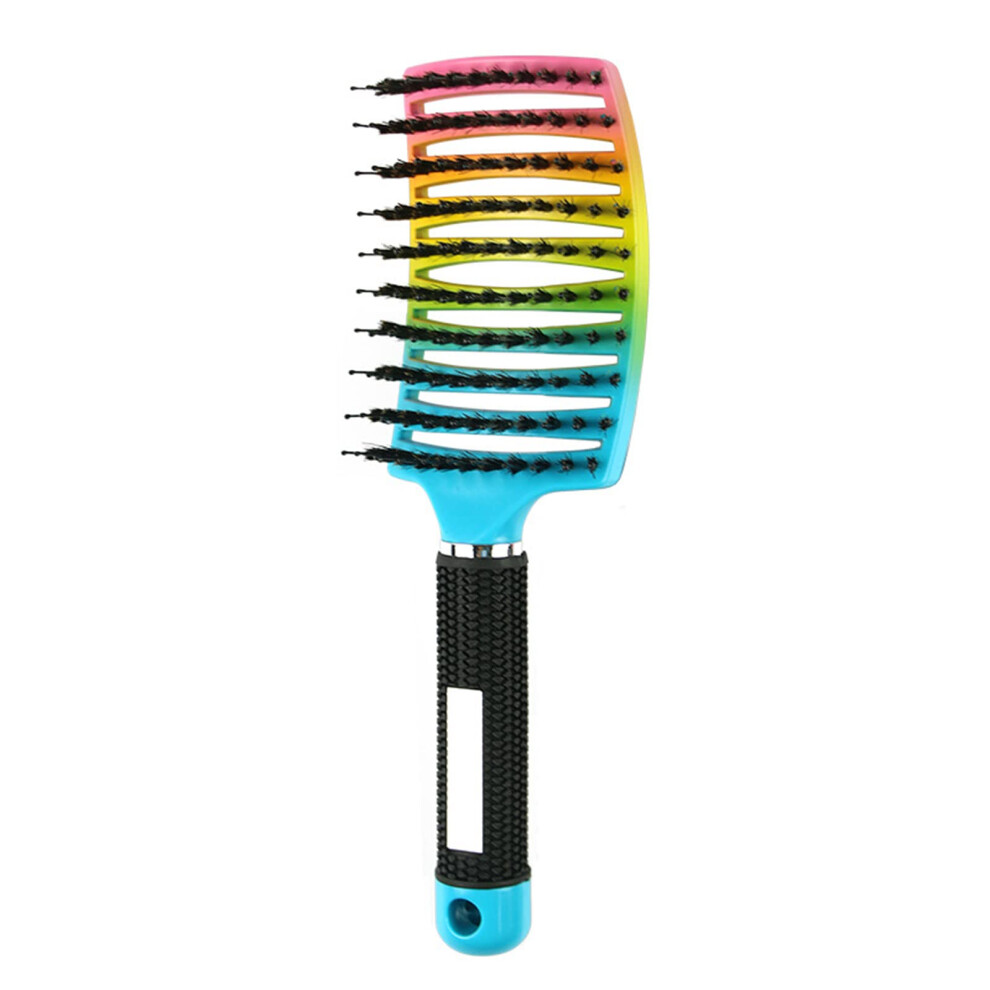 Detangling Hair Brush with Nylon Bristles, Curved Vented Design for Quick Knot Removal, Gradient Color
