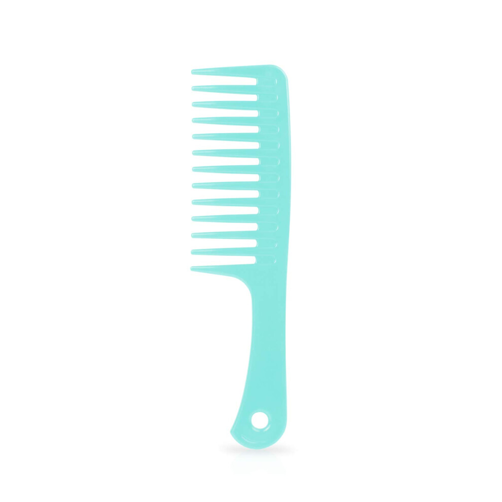 Unisex Blue Wide Tooth Comb For Curly And Wet Hair With Gentle Detangling Antistatic Design Light