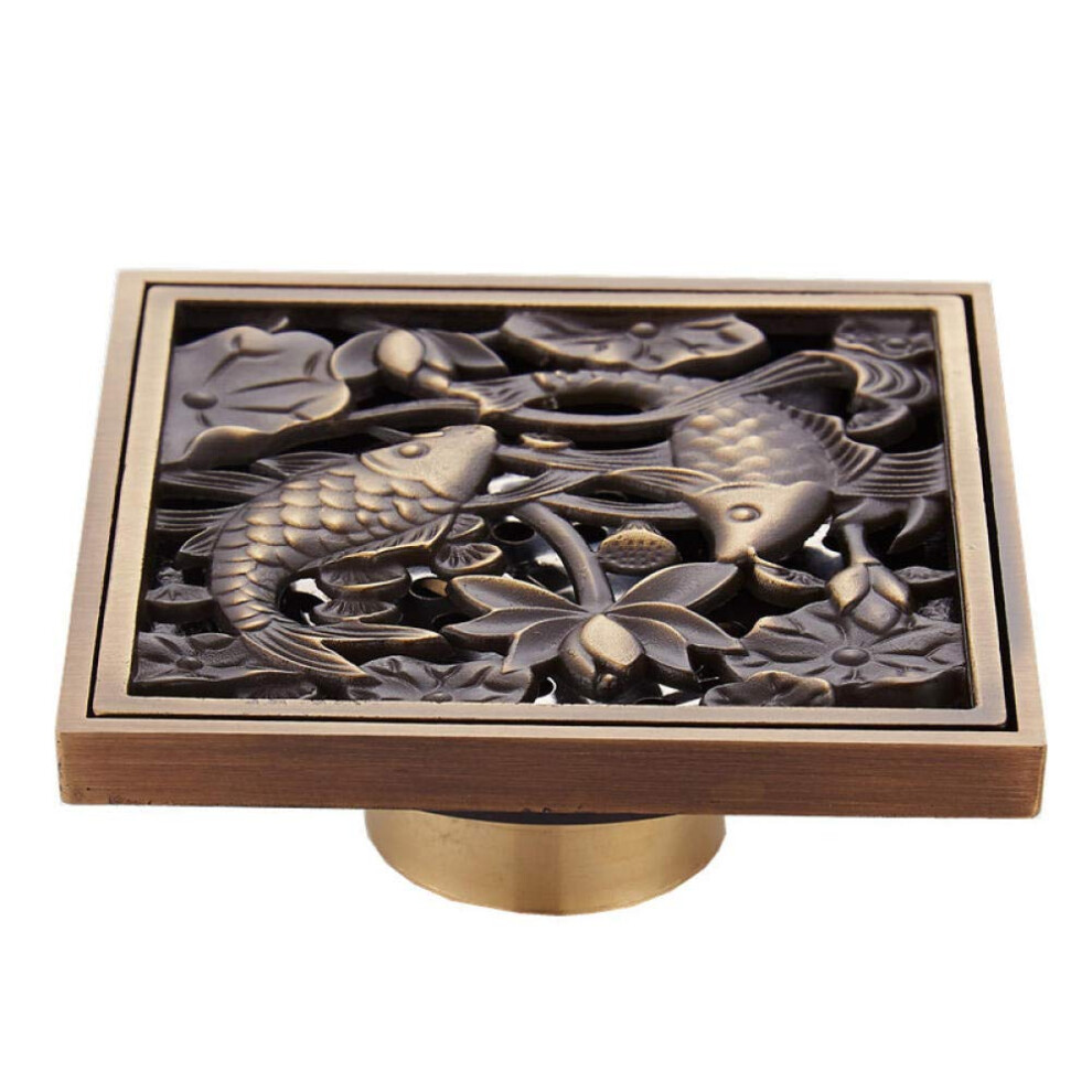10X10cm Square Brass Shower Floor Drain With Hair Catcher For Fast Water Drainage 9044945170115
