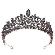 Bridal Headpiece with Black Crystal, Adjustable Vintage Wedding Hair Accessory for Women