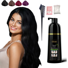 Black Hair Dye Shampoo 3 in 1 Permanent Hair Color for Gray Coverage Natural Black Ammonia