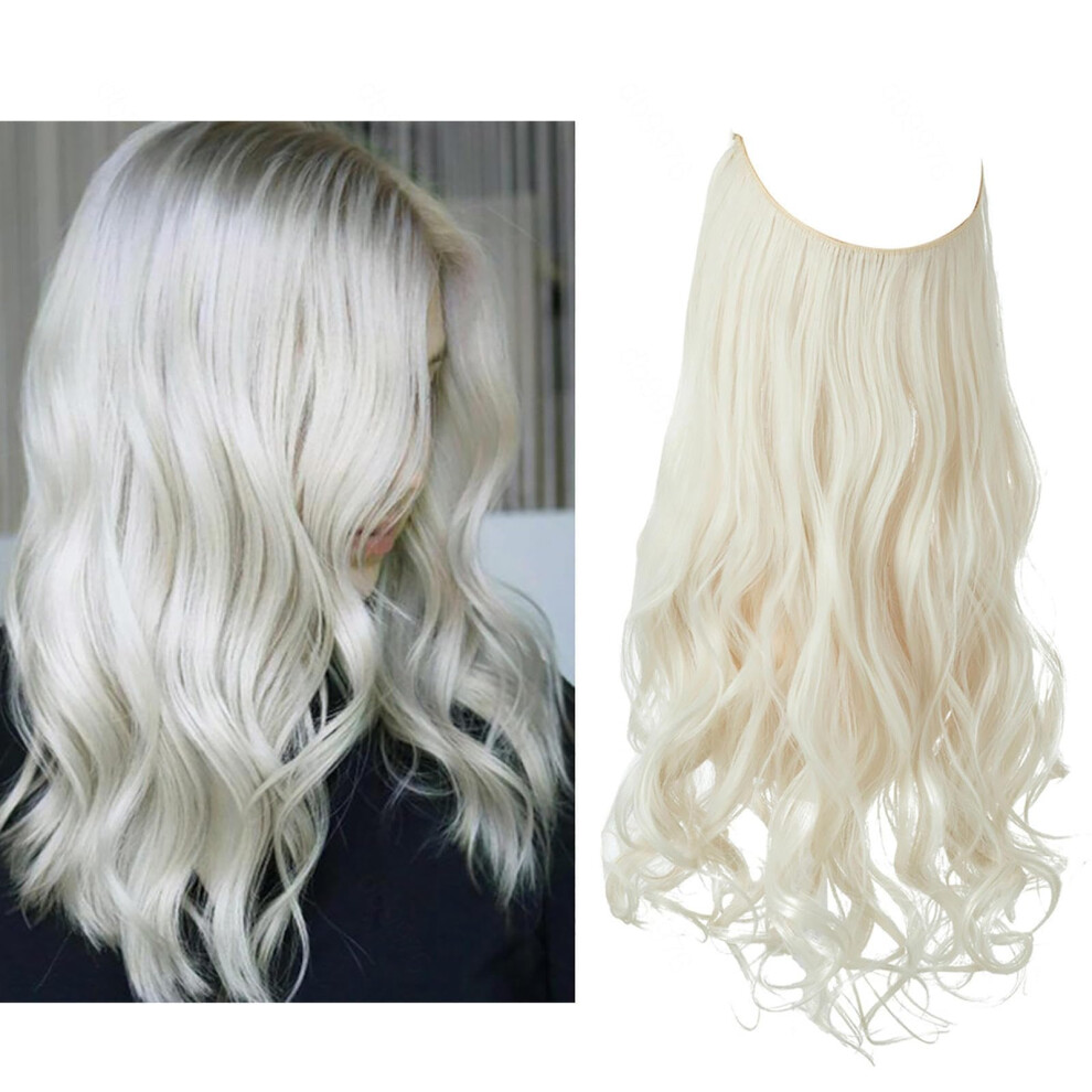 Unisex Invisible Wire Hair Extensions Adjustable Long Wavy Synthetic Wig With Instant Volume Boost 16Inch