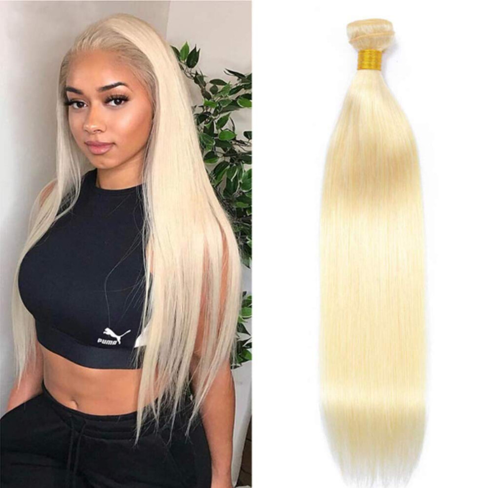 Unisex Brazilian Human Hair Extensions 26 Inch 613 Honey Blonde Straight Weave 8A Virgin 100G