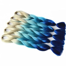 Claw Clip Ponytail Hair Extension with Ombre Crochet Braiding Hair, 5Pcs Black Purple Blue Gray