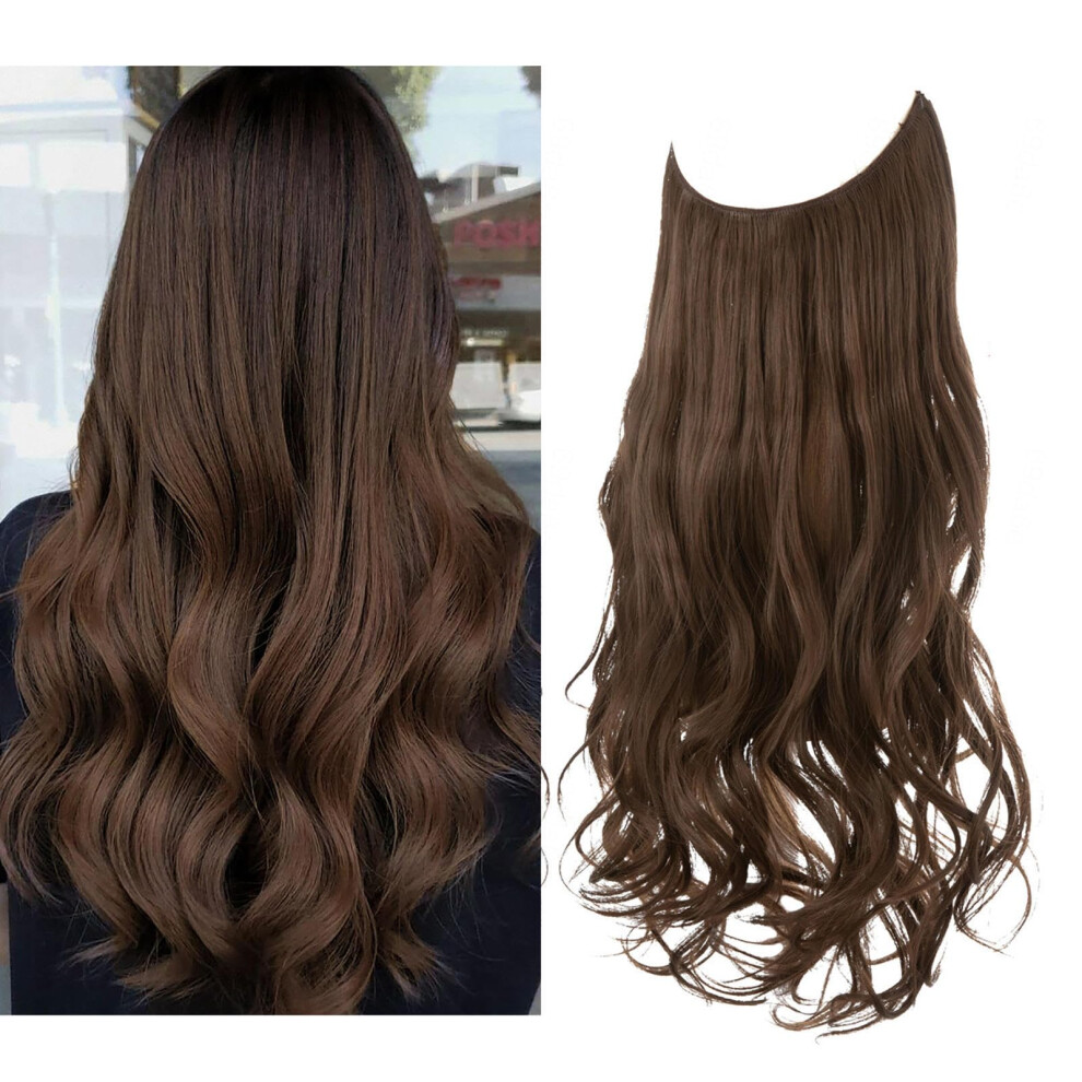 Unisex Black Long Wavy Hair Extensions With Adjustable Invisible Wire, HeatâResistant Synthetic Wig, 14Inch