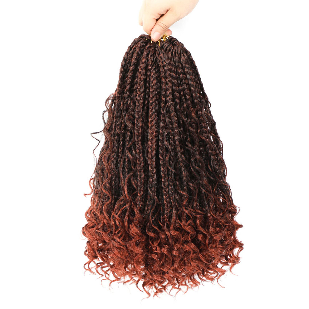 Goddess Box Braids Crochet Hair 14 Inch Boho Style Curly Ends PreLooped 8 Packs T350#