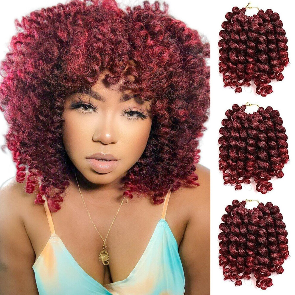 Unisex Black Crochet Hair 6 Packs Prestyled Wand Curl Jamaican Bounce Short Curly 6 Inch For Women