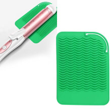 Heat Resistant Silicone Mat for Hair Straighteners and Curling Irons, Foldable Travel Pad Green
