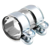 Stainless Steel Exhaust Pipe Connector 55mm with Double Clamp for Universal Exhaust Systems 95mm