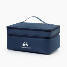 Large Medicine Storage Bag with Double Layer, Portable First Aid Kit for Home Travel Outdoor (Navy Blue)