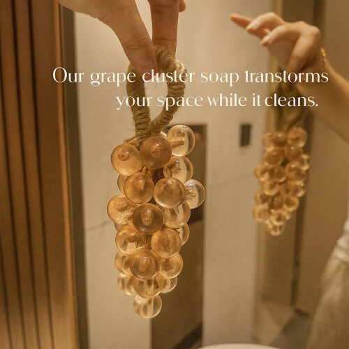 Grape Soap on a Rope Handmade Cold Process Bath Bar with Hook, Jasmine Scent Green 1