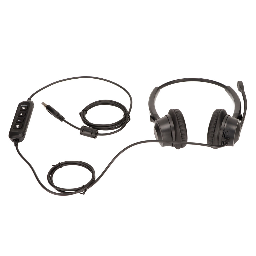 Binaural Usb Telephone Headset With Microphone Mute & Volume Control, Black 4651381950703