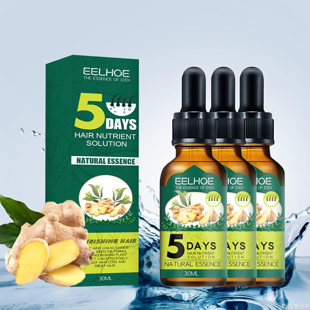 Hair Growth Serum with Ginger Essential Oil, Anti Hair Loss Treatment for Thinning Hair, 3pcs