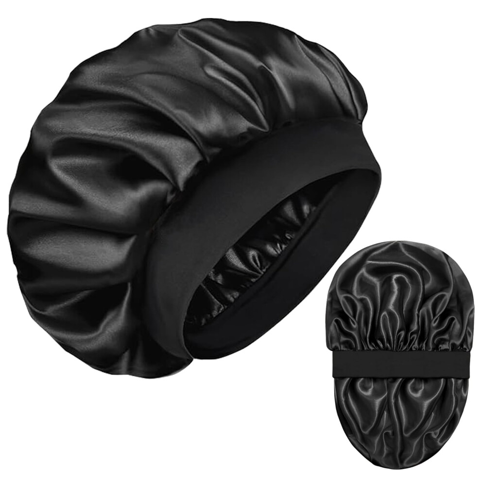 Unisex Silk Hair Bonnet For Sleeping Double Layer Satin Cap For Men And Women With Curly Hair Or Braids