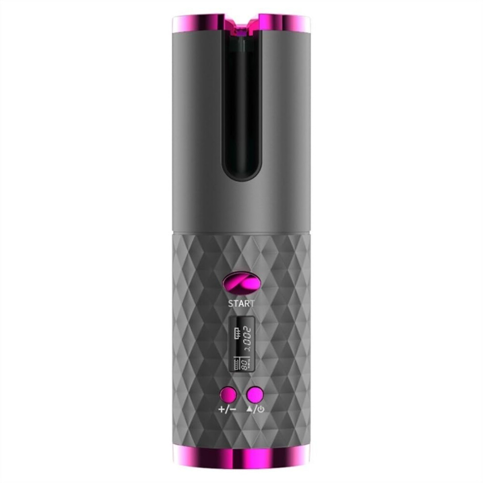Black Cordless Automatic Hair Curler With Ceramic Barrel, 6Temp Control, Usbc Rechargeable,