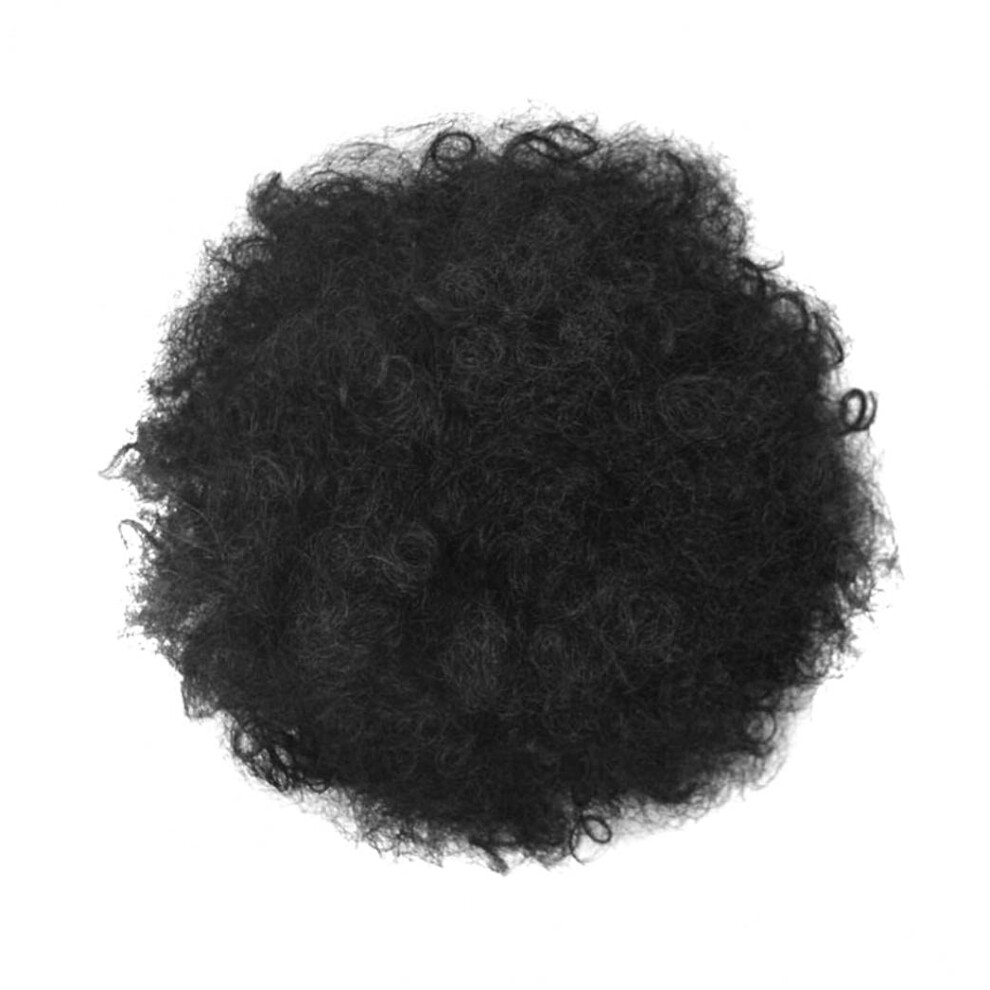 Unisex Afro Ponytail Hairpiece With Naturallooking Kinky Curls, 20Cm Synthetic Drawstring Bun For Women