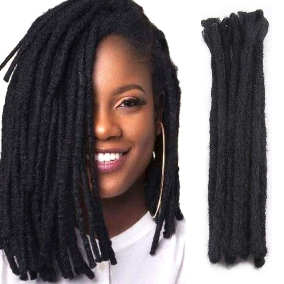 Unisex Black 12 Inch Synthetic Dreadlock Extensions Handmade Crochet Locs For Men And Women 20 Strands