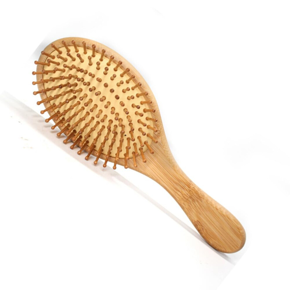 Brown Bamboo Hair Brush Scalp Massage Comb Antifrizz Detangling Paddle Brush For Women And Men