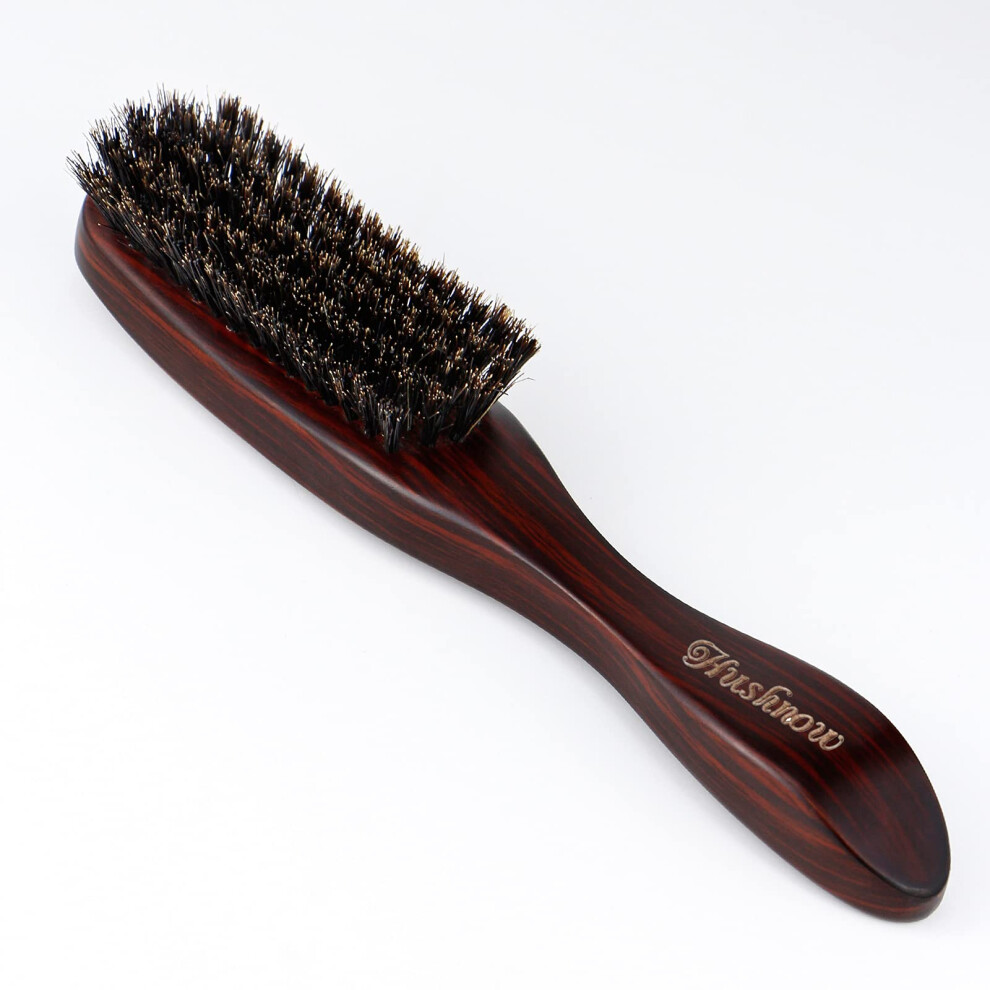 Boar Bristle Hair Brush for Men's Hair and Beard with Wooden Grip, Smooths and Distributes Oils