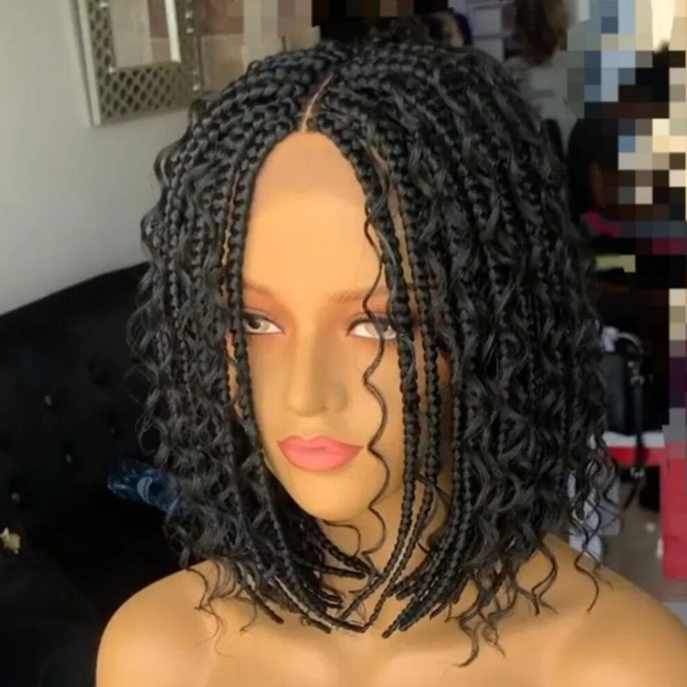 20 Inch Knotless Box Braided Wig for Black Women, Short Bob Synthetic Wig with Natural Lightweight Fit