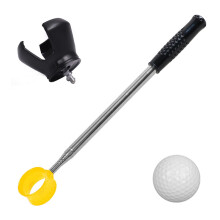 Golf Ball Retriever with Curved Lock, Telescopic Rustproof Stainless Steel Picker, Yellow