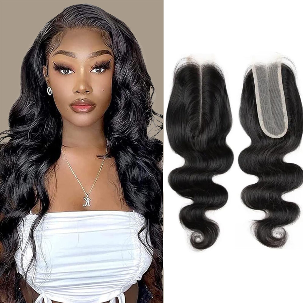 Unisex 14 Inch Hd Lace Closure 2X6 Body Wave Virgin Human Hair With Preplucked Baby Hairs Natural Hairline