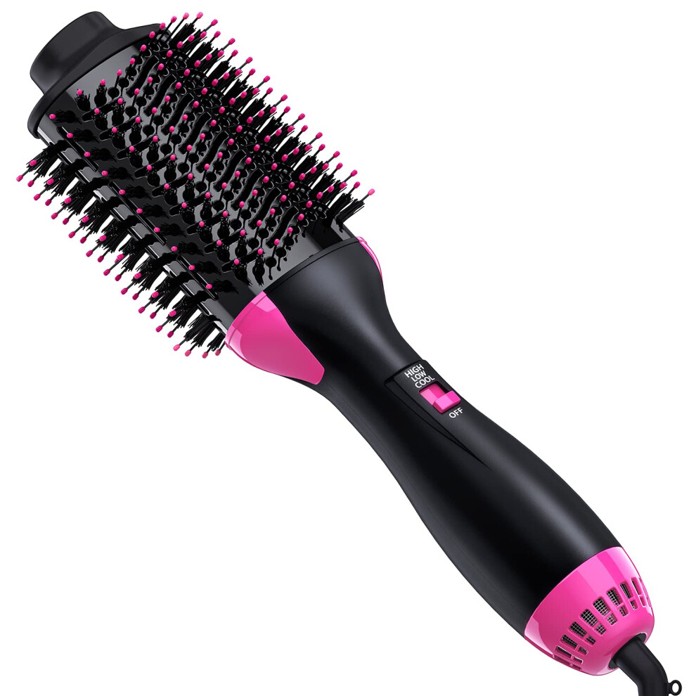 Hair Straightener Brush with Ionic Ceramic Fast Heating, Adjustable Temperature, Dual Voltage