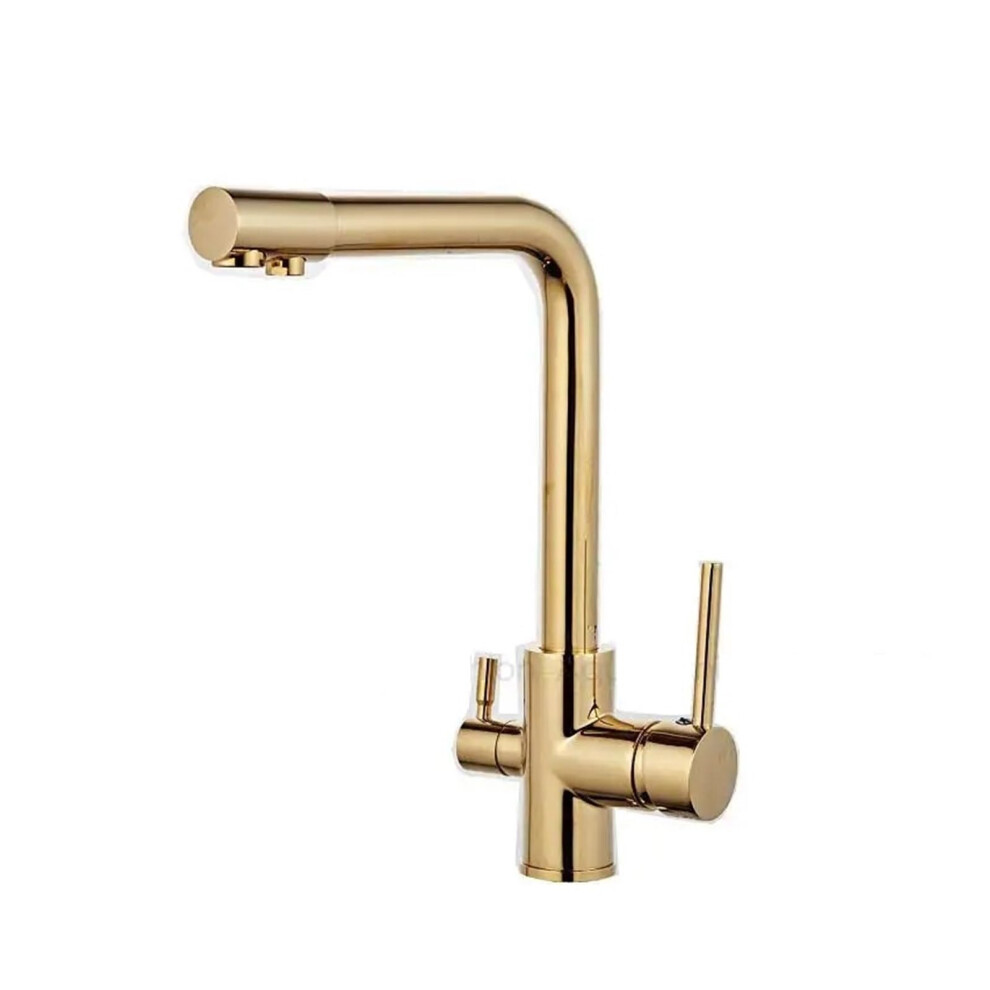 Gold Kitchen Faucet With Filtered Water, Deck Mounted Brass Mixer Tap For Drinking 9164114944955