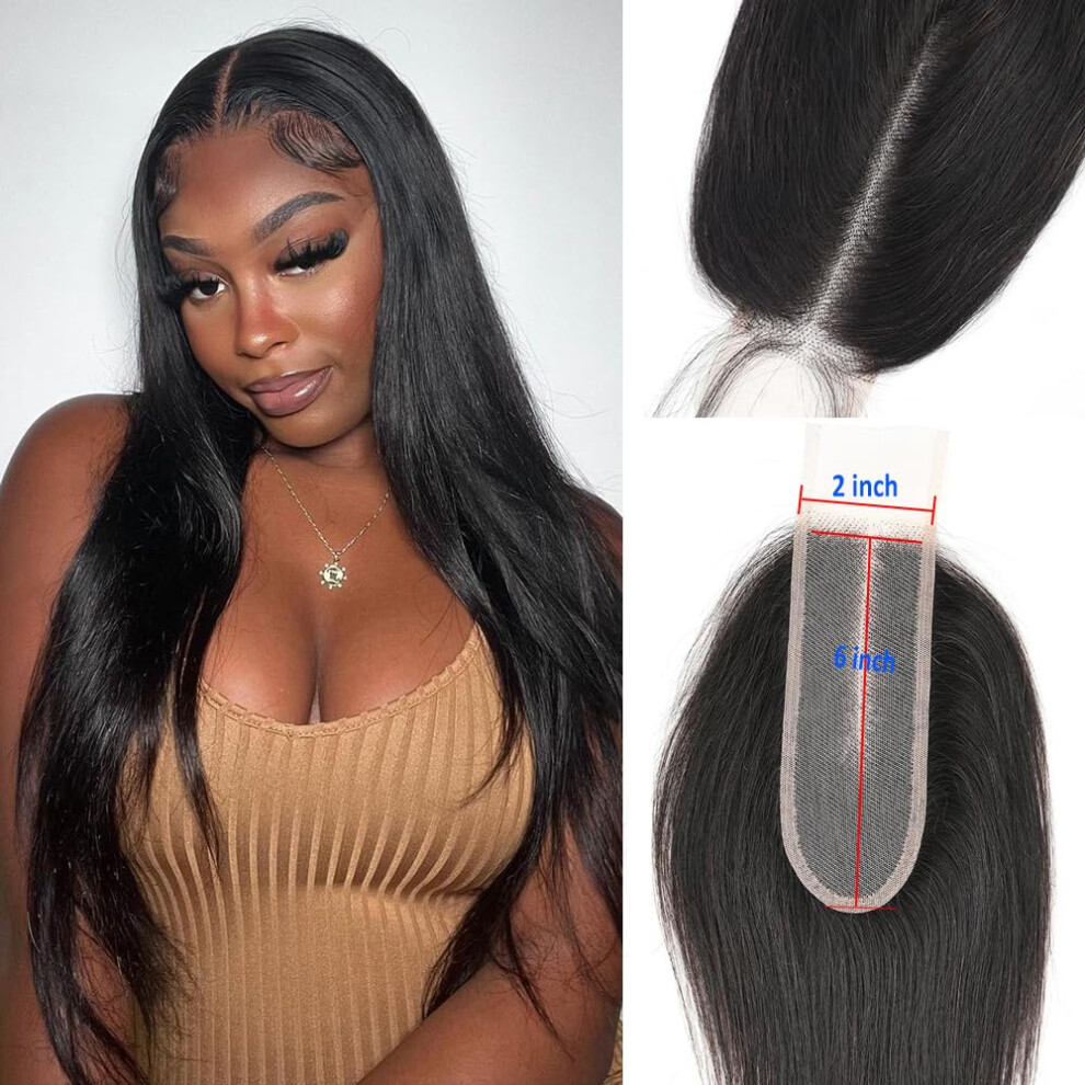 Unisex 2X6 Hd Lace Closure Straight Human Hair 8 Inch Pre Plucked With Baby Hair Virgin Brazilian Undetectable Swiss Lace