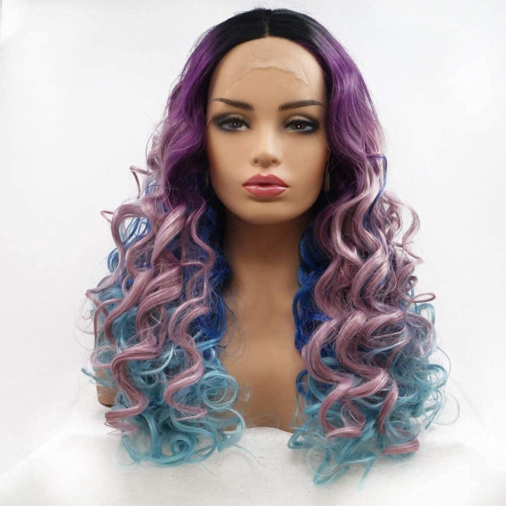 Unisex Lace Front Wig Heat Resistant Synthetic Curly Wig For Women With Natural Hairline Effect