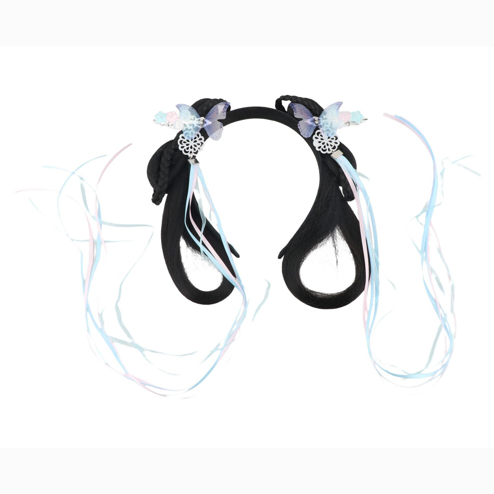 Unisex Black Chinese Ancient Hairpin Wig For Women, Hanfu Cosplay Wig With Ming Dynasty Hair Bun, Heat Resistant Fiber
