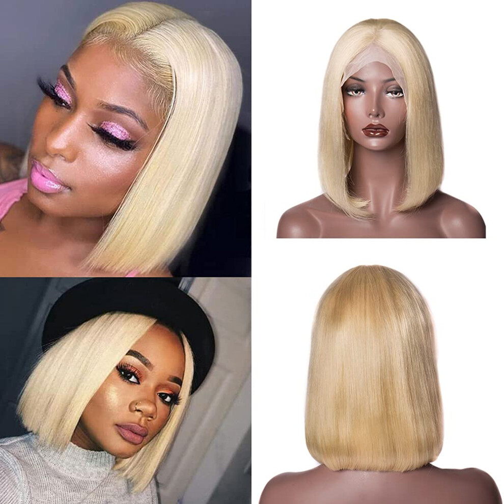 Unisex Black 613 Blonde Bob Wig Human Hair 13X4 Lace Front Pre Plucked Short Straight Virgin Wig For Women