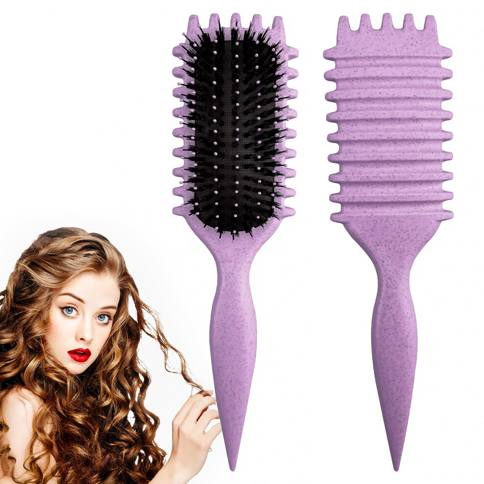 Purple Curly Hair Brush Boar Bristle Curl Defining Brush For Easy Detangling And Defined Curl Shaping