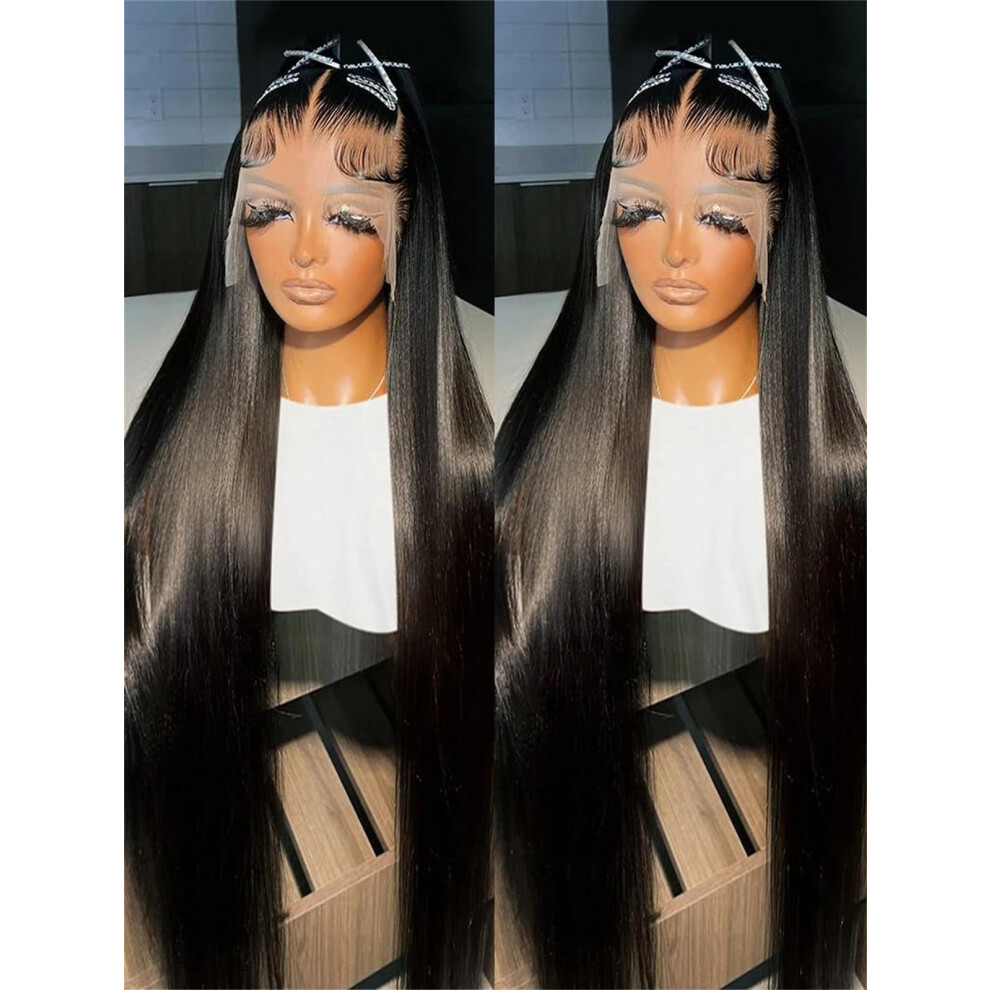 Unisex 13X6 Hd Lace Frontal Human Hair Wig For Women 100% Remy Brazilian Bone Straight 200 Density Preplucked Natural Hairline