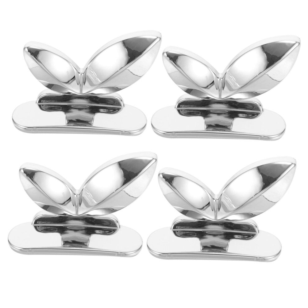 Silver 4Pcs Acrylic Toilet Seat Lifters With Butterfly Design For Hygienic Bathroom Use